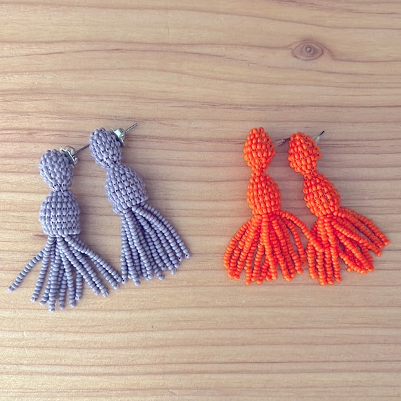 Hand beaded 2” tassel earrings - Picture 2 of 3